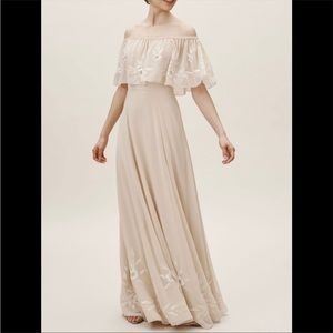 Nude, floral formal maxi dress